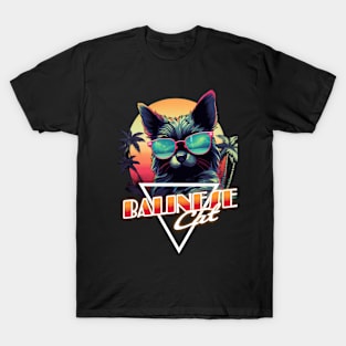 Retro Wave Balinese Cat Miami Shirt T-Shirt